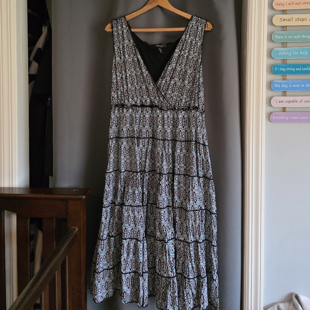 Style & Co. Black, Blue, and White Maxi Dress